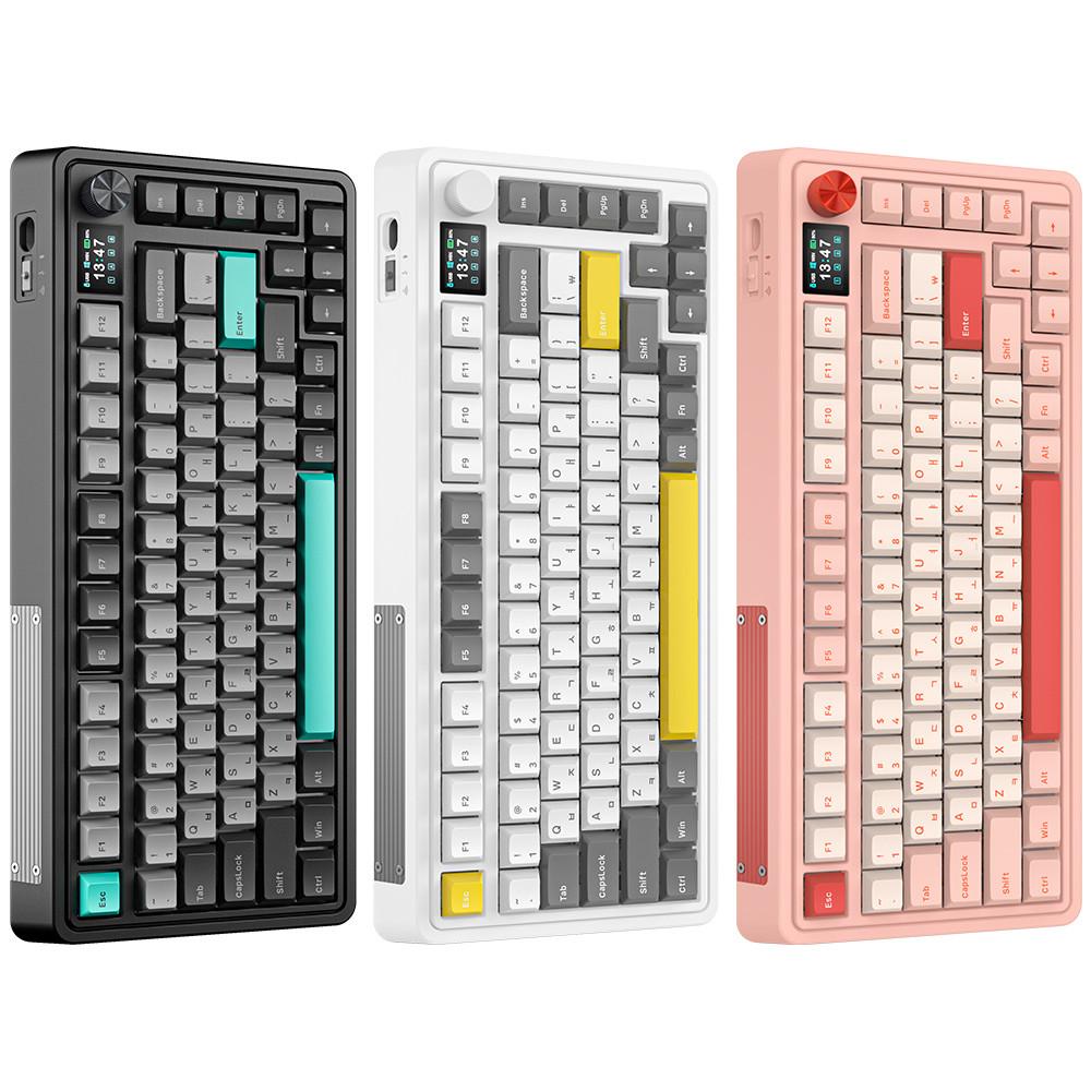 FL-ESPORTS CMK75 유무선 LCD 핫스왑 풀윤활 RGB 기계식 키보드 한글 / [리니어40g/따각따각] FL 아이스핑크축