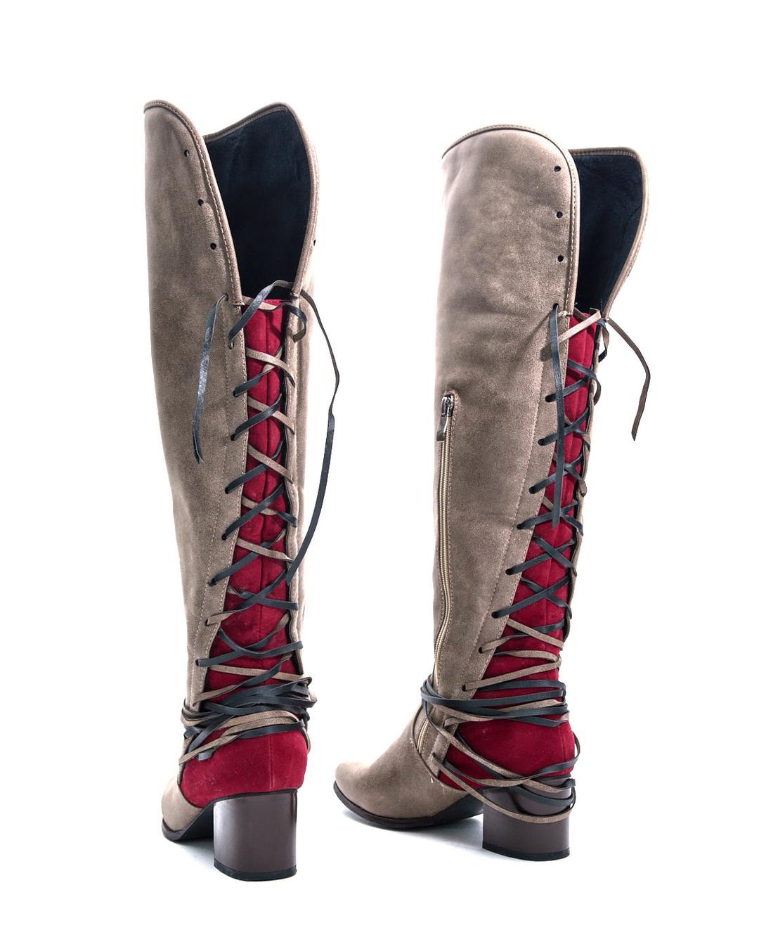 CORSET HIGH BROWN AND RED BOOTS - Anemonia