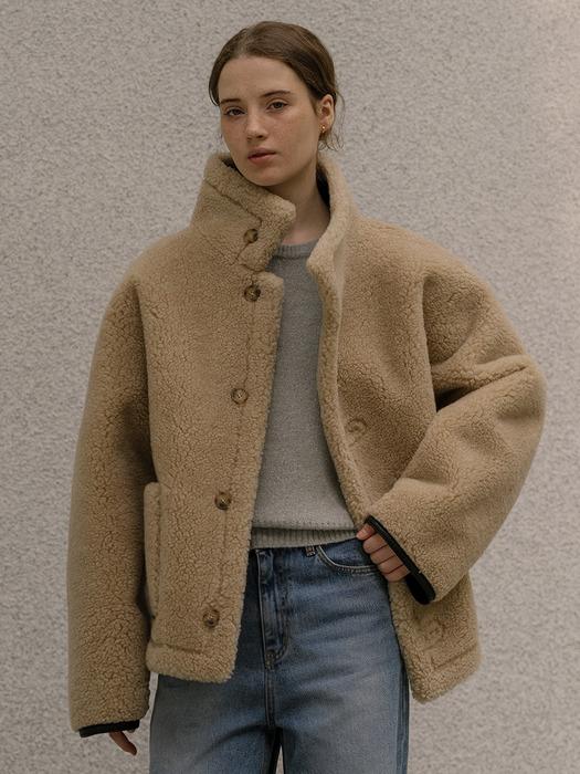 Reversible tab-button shearling jacket [KNFW05JP03]_[2color]