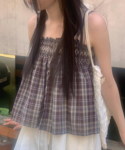 Ethnic Vintage Check Top(2Colours)