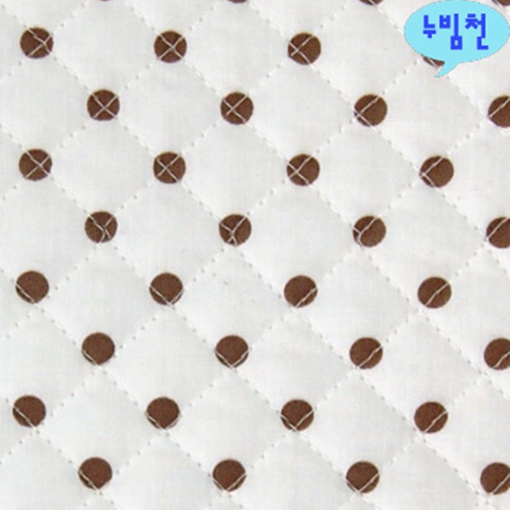 원단마트 면혼방원단 누빔천 흰바탕/브라운땡 2889