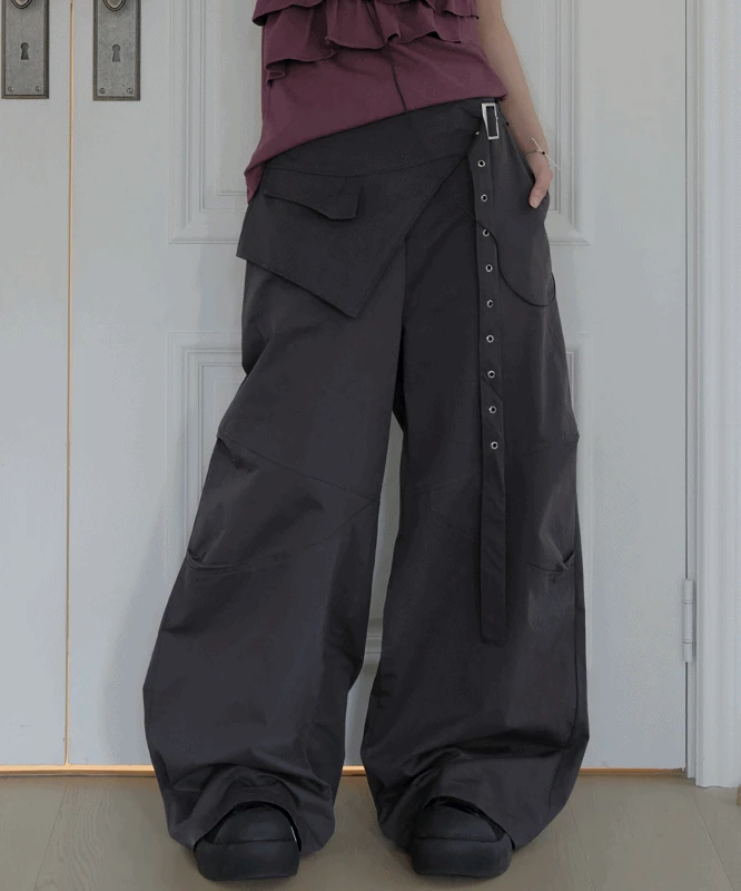 *추천, 3size* 컴벳 벨티드 핀턱 랩 팬츠 2color