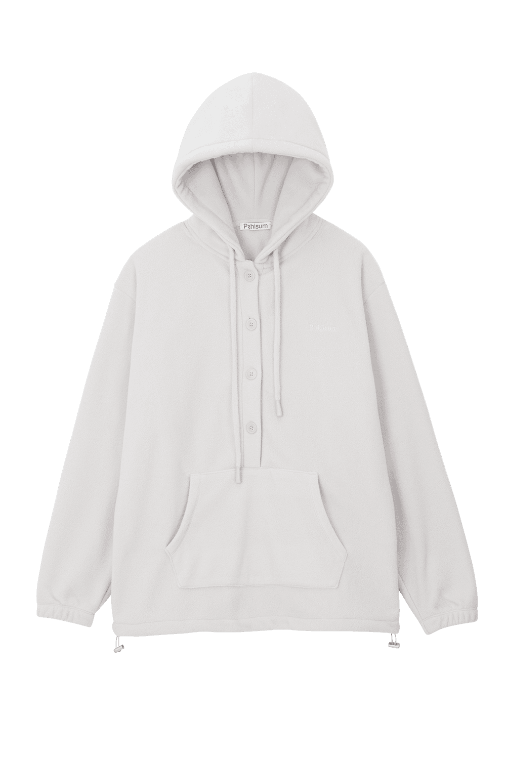 OVERSIZED BUTTON FLEECE HOODIE_LAVENDER CREAM