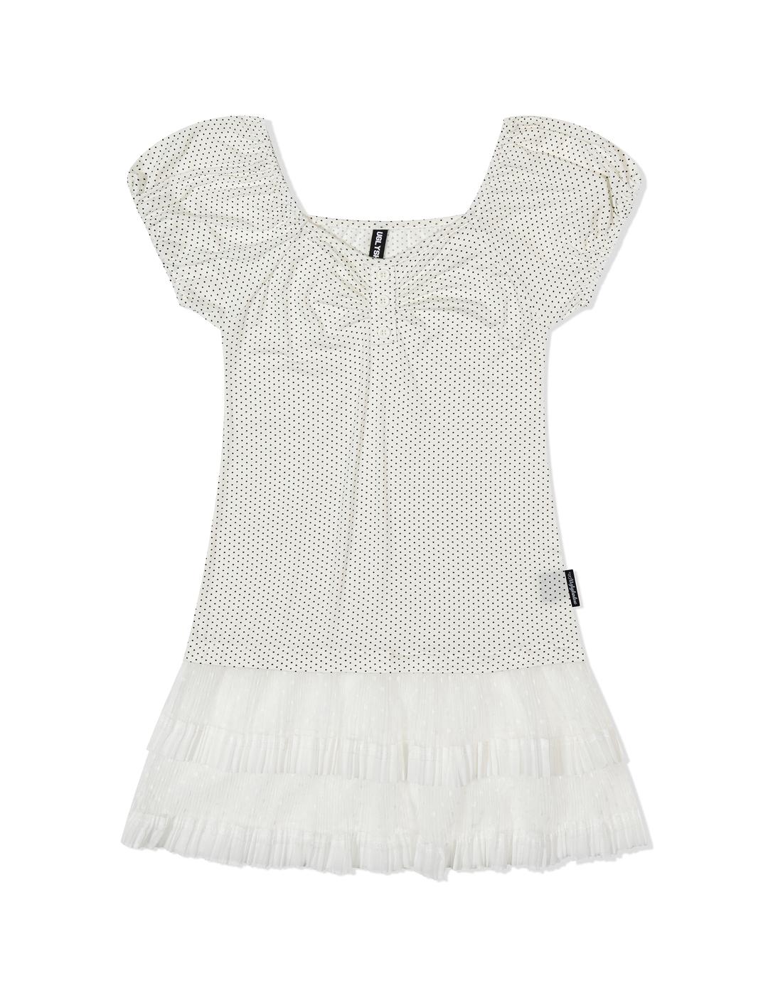 DOTTED RUFFLE DRESS(IVORY)
