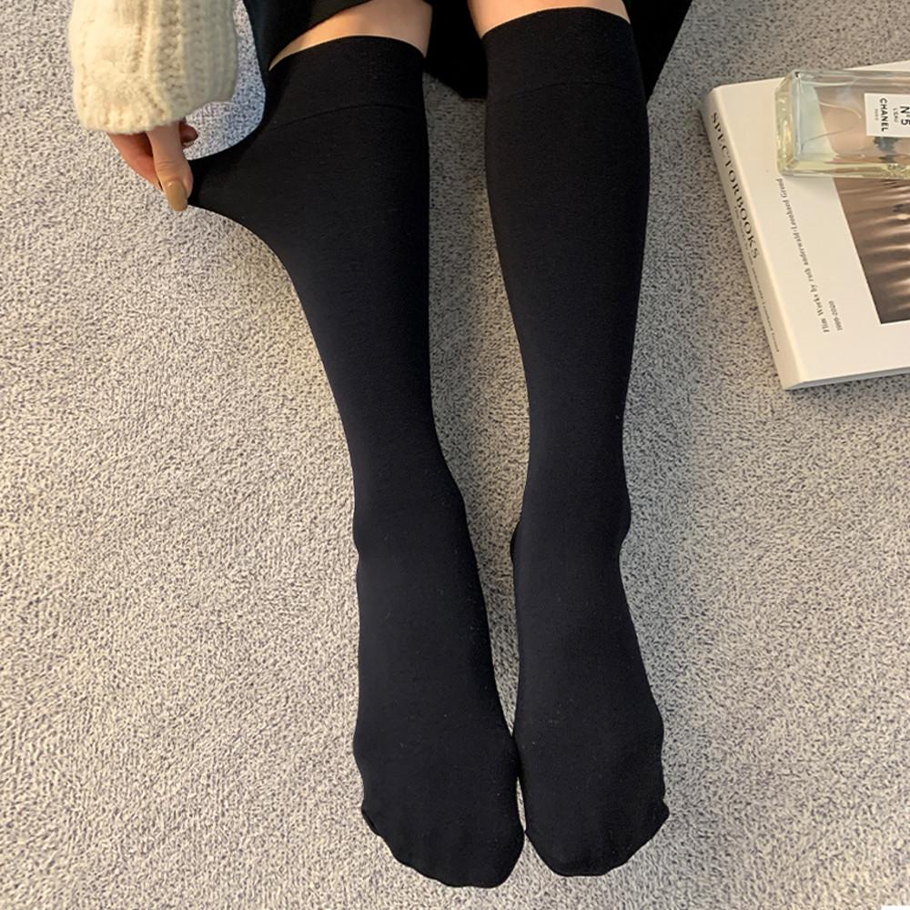 롱롱 짱짱 고탄력 스타킹양말 10쌍 세트 두꺼운 블랙 검정 반스타킹 테리기모 긴스타킹양말