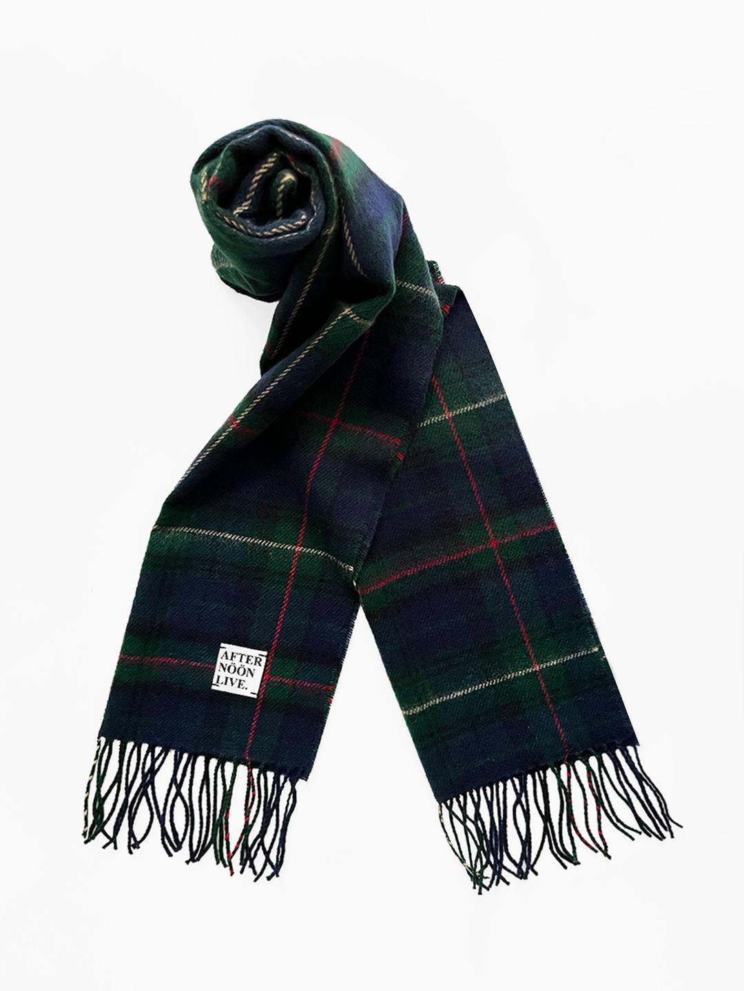 Afternoonlive Wool Muffler (90's Tartan Check Green/Navy)