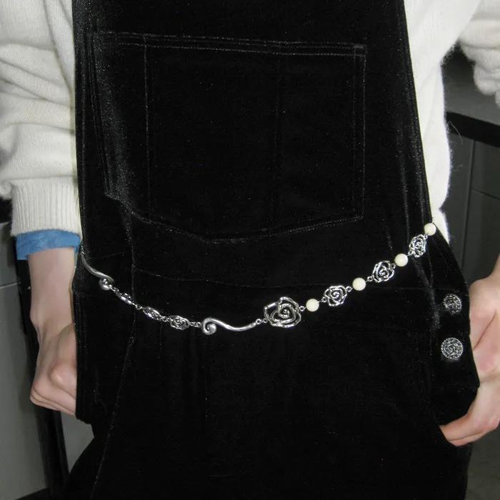Rose Beads Chain Belt (Silver Gold)