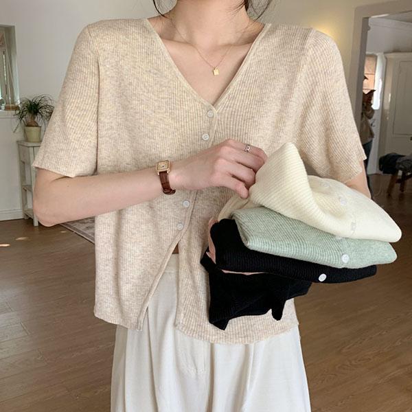 [3차입고&휴가룩&영상]혜지 골지 반팔 니트 - S23KN532