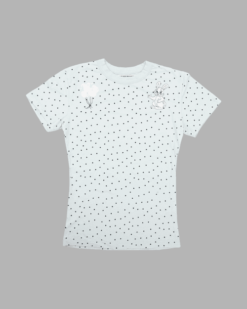 RABBIT PRINTED  HEART  T-SHIRTS (MINT)