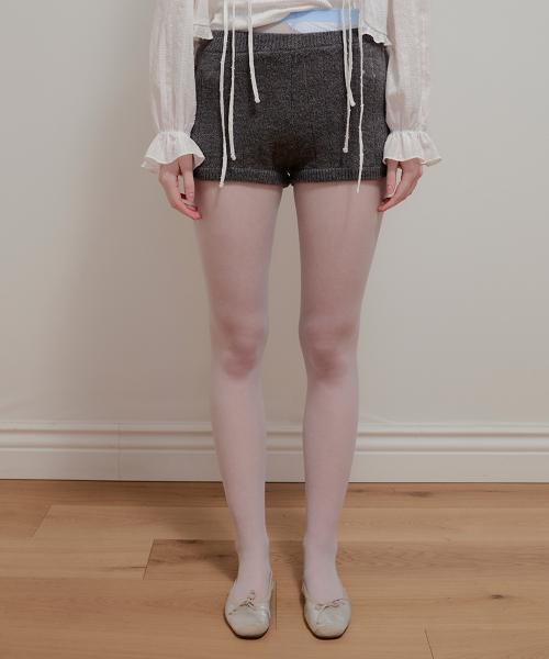 RIBBED KNIT SHORTS - CHARCOAL