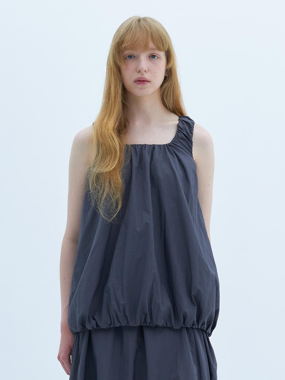 Float Gathered Top_Charcoal