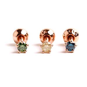 14k 골드 리즈 5발 다이아 피어싱 귀걸이 2mm