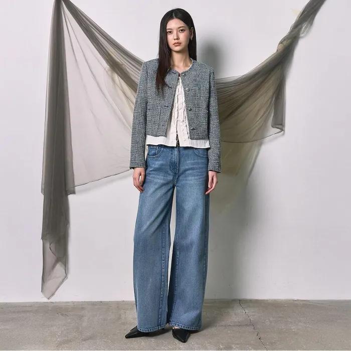 Tweed Round Jacket  Navy (KE6211M04R)