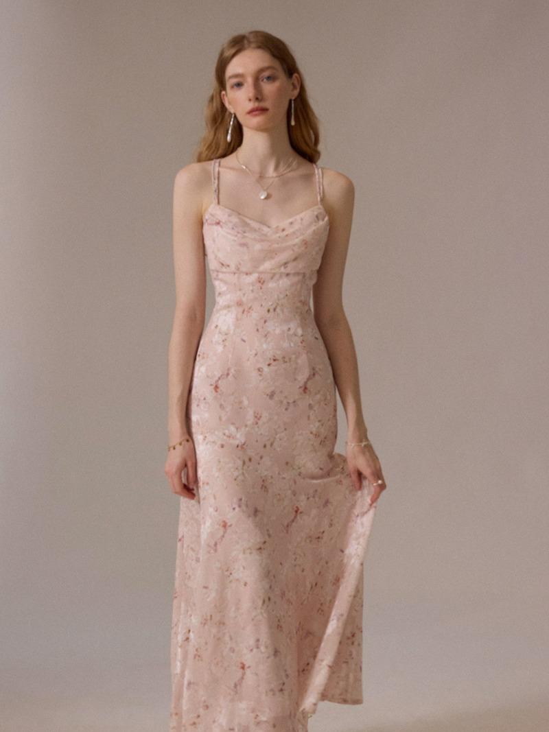 크로스 플로럴 롱원피스