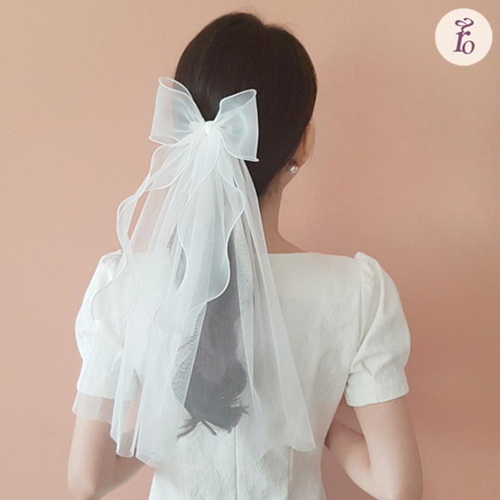 윈느 리본 숏베일 셀프웨딩 면사포 브라이덜샤워 촬영소품