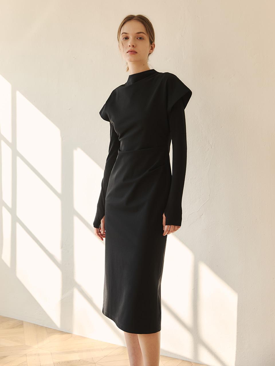 MOCK SLIM DRESS BLACK