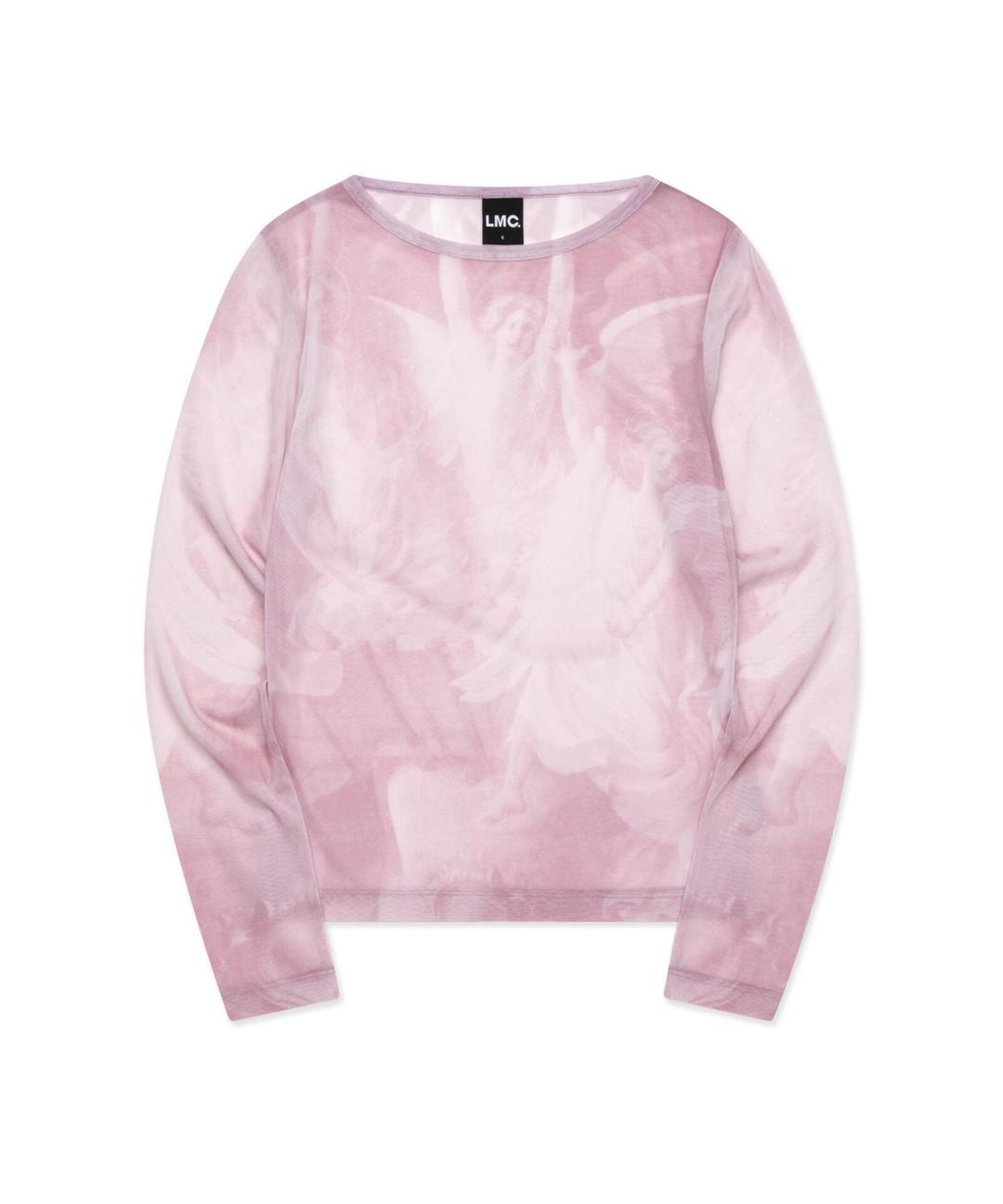 WM PRINTED MESH LONG SLV TEE pink
