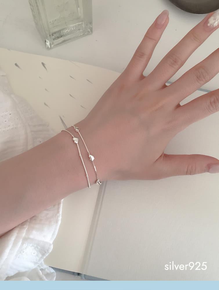 (모앳/펄찌) cherish bracelet _ 2type (silver925) 실버 하트 볼 뱀줄 체인 은 브레이슬릿