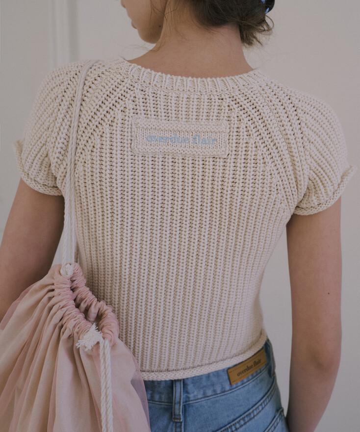 ROLLING CAP SLEEVE KNIT_CREAM