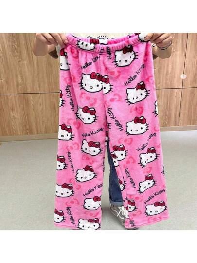 Adult Size Cozy Hello Kitty Flannel Pajama Pants - Soft, Warm, Plush Sleepwear With Cute Design - Great For Lounging And Sleeping At Home - Perfect Easter Gift