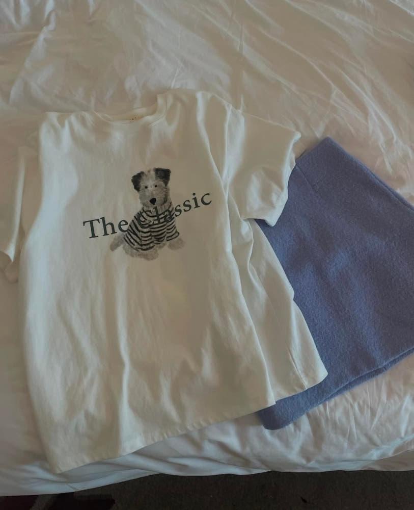 [프롬럭키] 콜리 피치 기모 반팔 티셔츠