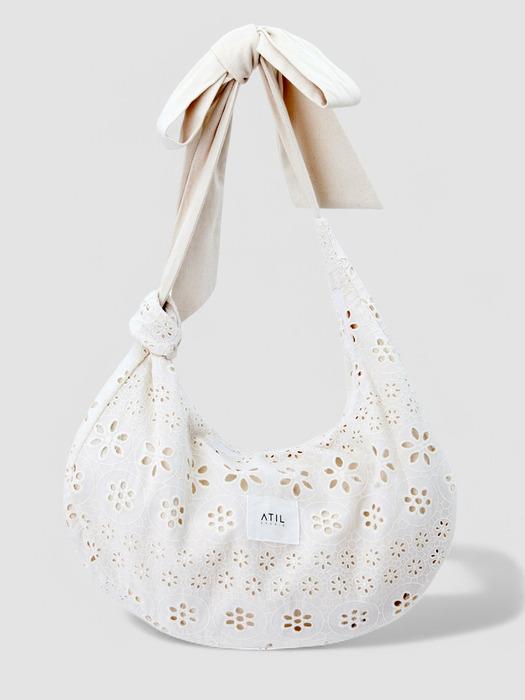 Blossom Daisy Knot Natural Hobo Bag_[L]
