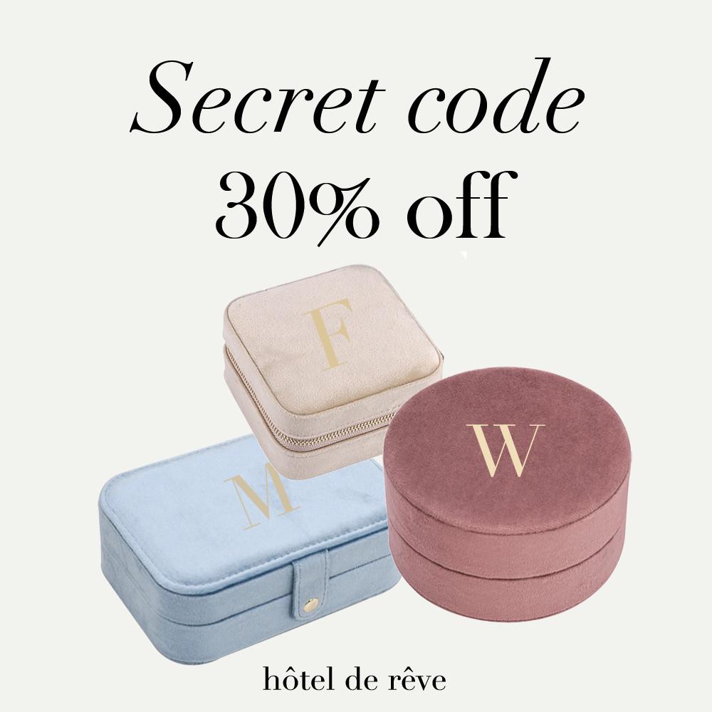 [시크릿코드] 알파벳 벨벳 주얼리박스_렉탱글/포터블/라운드 이니셜 컬러 선택