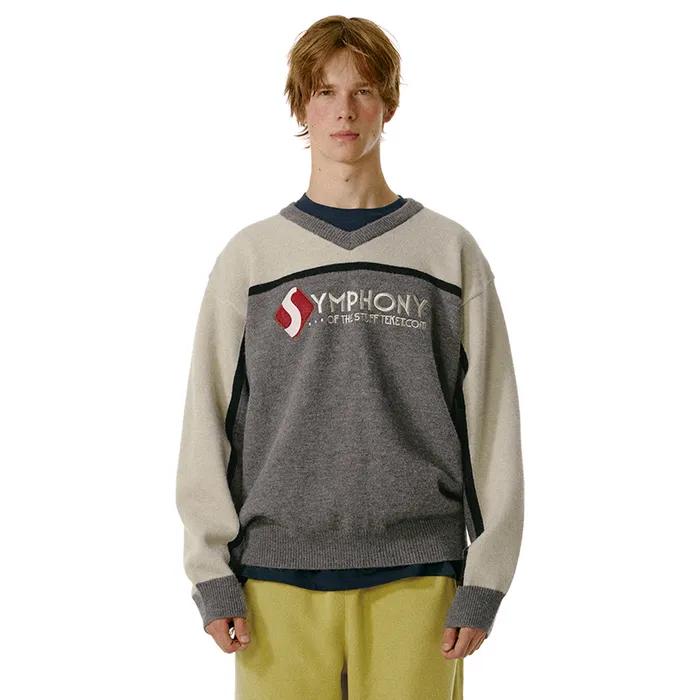 Symphony V-Neck Knit Sweater Melange Gray