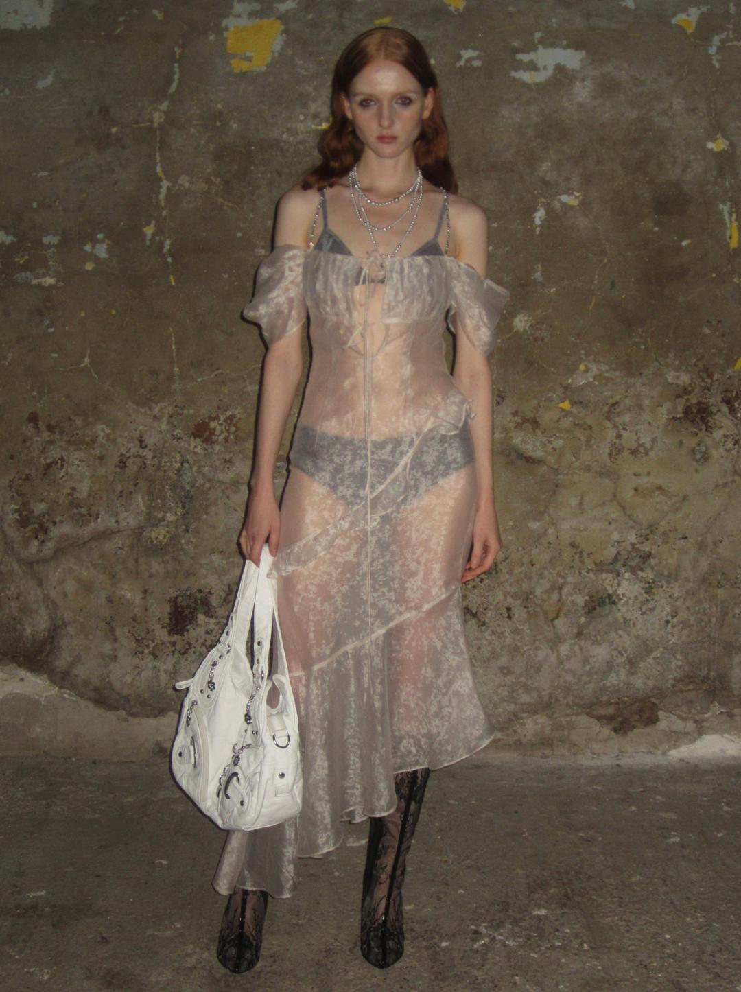 Chain Lace Sheer Dress