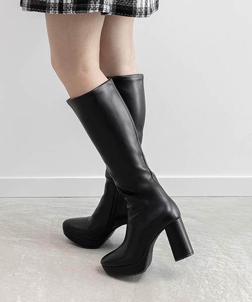 晴雨兼用 ストレッチ ラウンドトゥストームロングブーツ