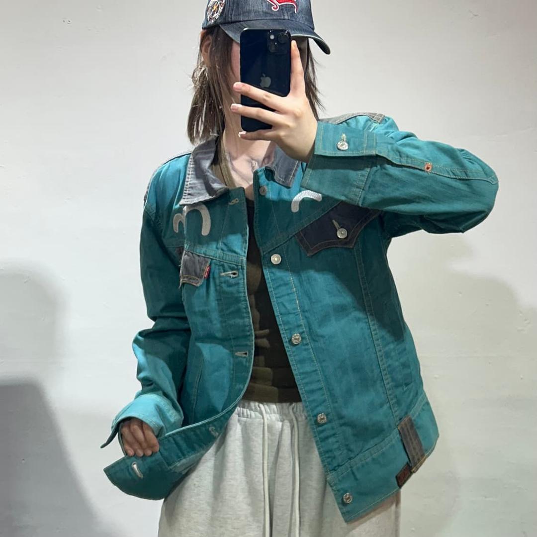 “ Evisu “ Denim point mint jk | 후루츠패밀리