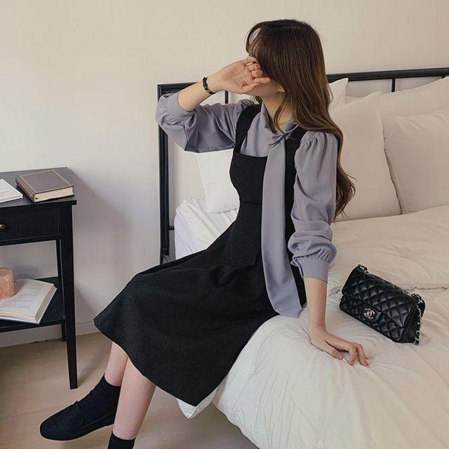 미디원피스✨[top0495] 마넬 핀턱 뷔스티에 원피스(스퀘어넥,겨울원피스,하객룩,민소매원피스,롱원피스)