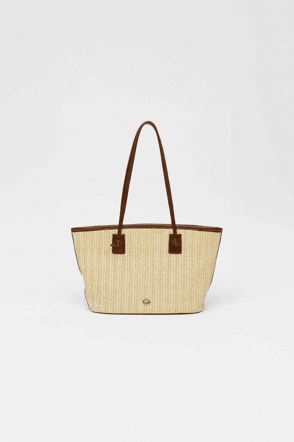 S Wide Knot Handle Shoulder Bag_Natural Brown