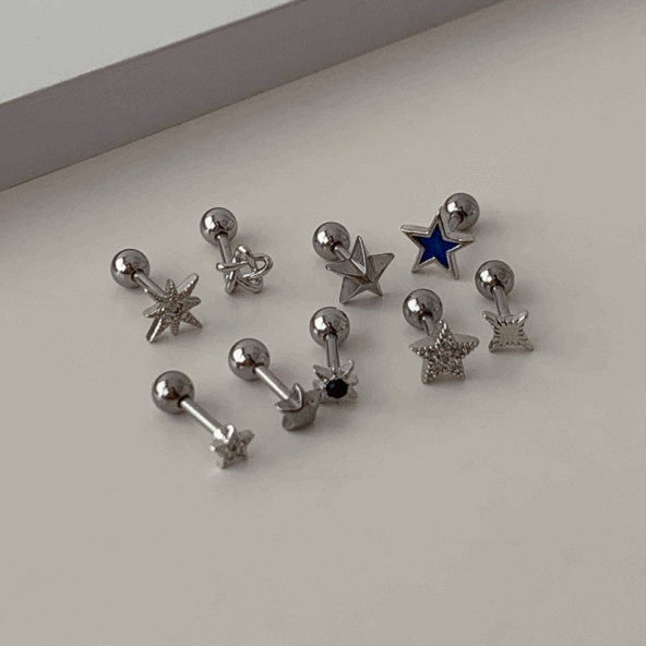 [써지컬스틸] 올스타 별 큐빅 피어싱 17종