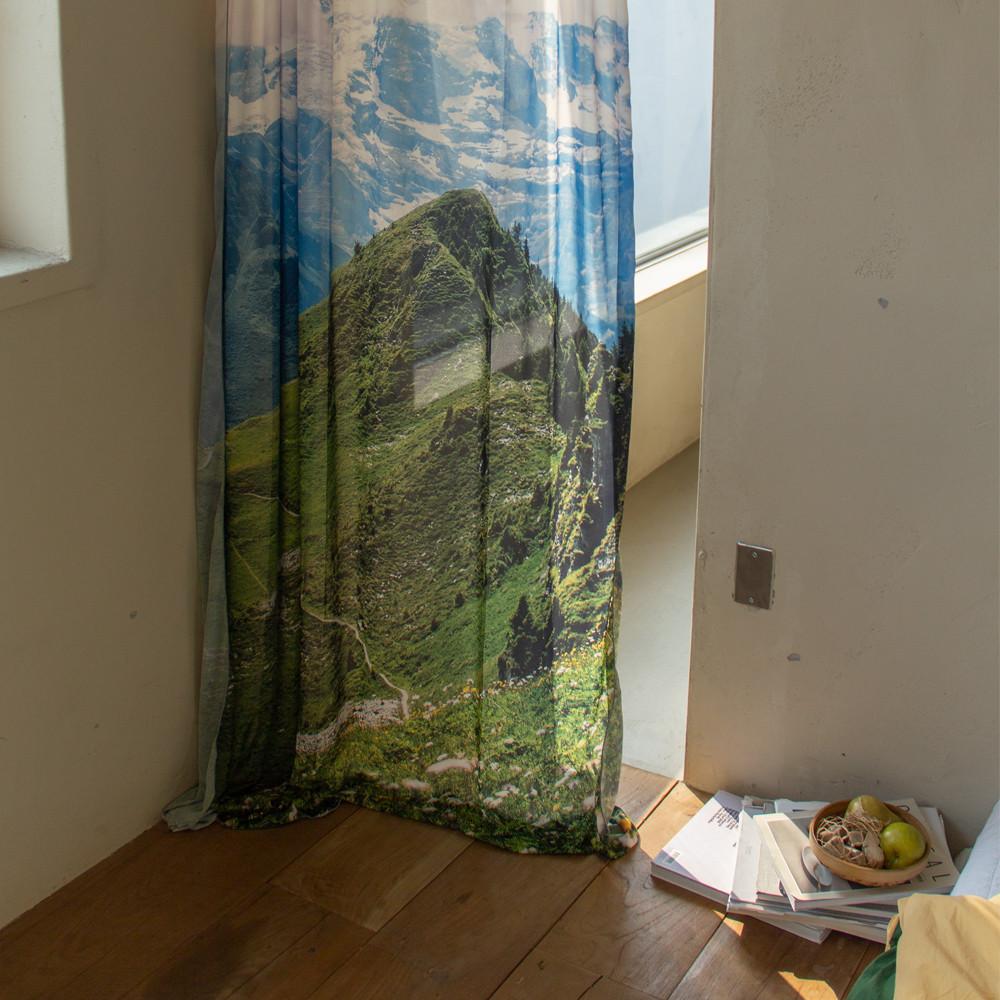 스위스 라우터브루넨 쉬폰패브릭포스터 쉬폰커튼 가림막천 가리개커튼 2ver 3size