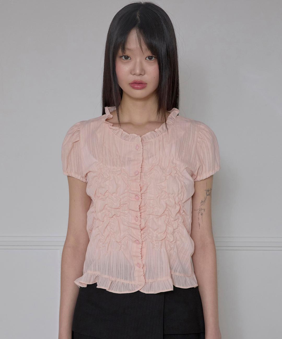 Saya Frill Puff Blouse (FL-180_Powder Pink)