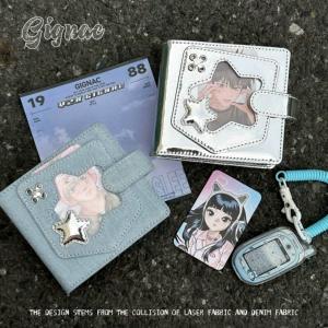 GIGNAC原创牛仔布面3寸卡册一宫格3孔活页皮质相册追星小卡收纳册