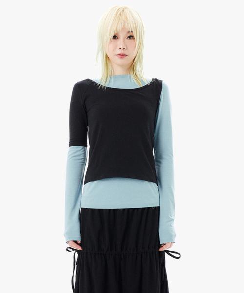 투 인 원 레이어드 탑 / 블랙