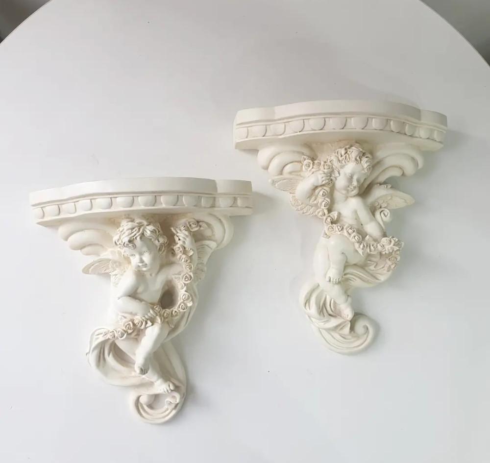 천사 벽걸이 장식 선반 골드 아이보리 엔틱 빈티지 앤틱 소품 벽장식