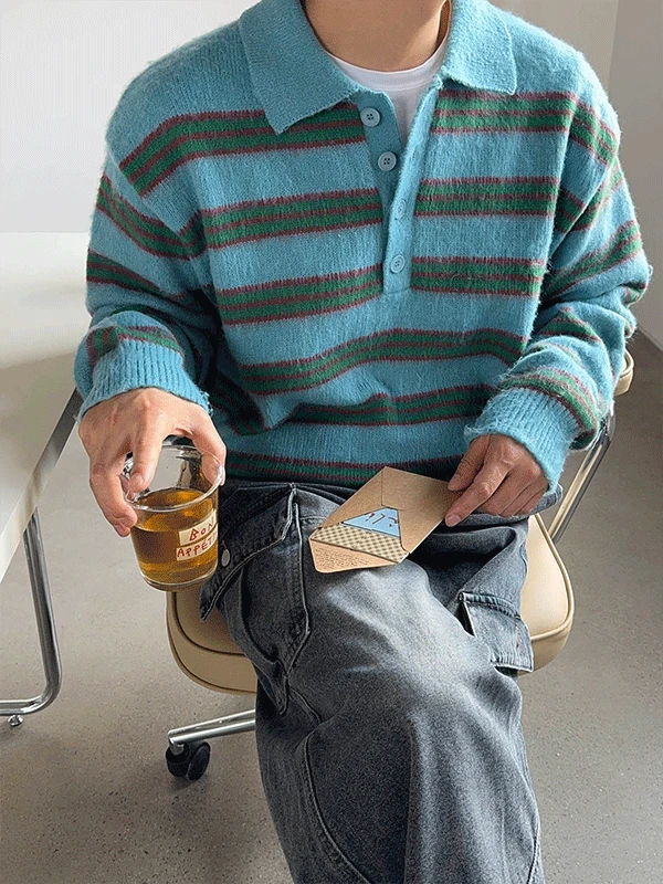 *데미 스트라이프 브러쉬 카라니트(3colors)