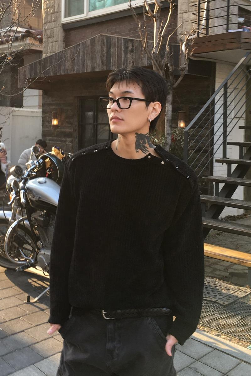 Double side tab henley neck (4color)