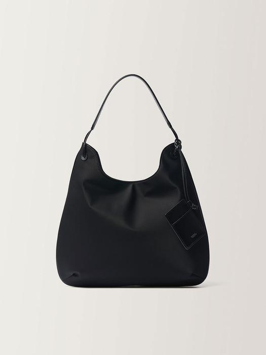 Medium nylon shoulder hobo bag (Black)