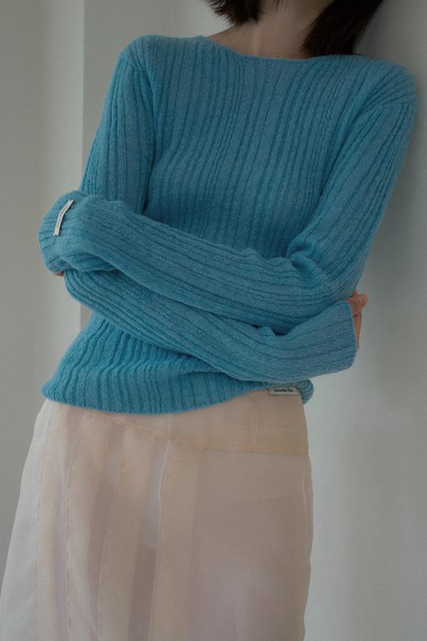 MOHAIR RIB KNIT TOP_OCEAN BLUE