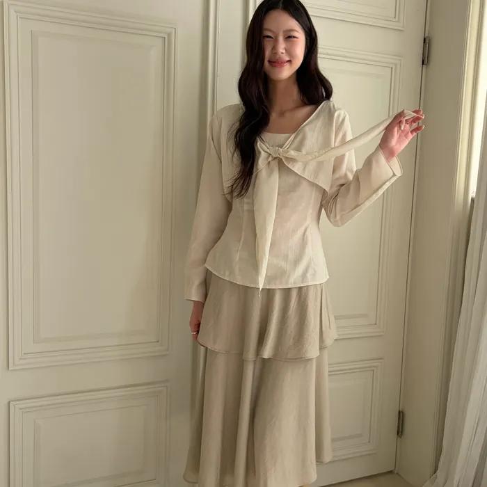 SHEER FRILL SKIRT [ BEIGE ]