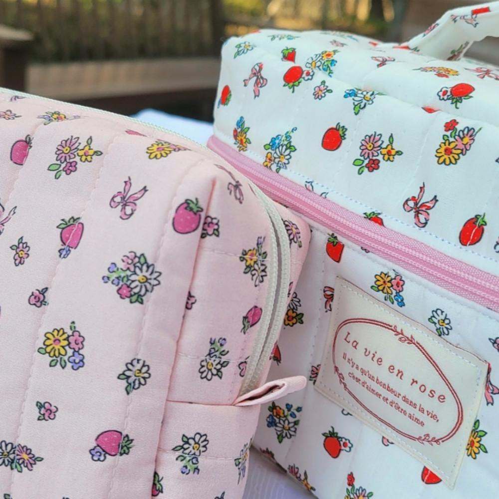 빈티지 앙증맞은 딸기 원단 2color (면/누빔)