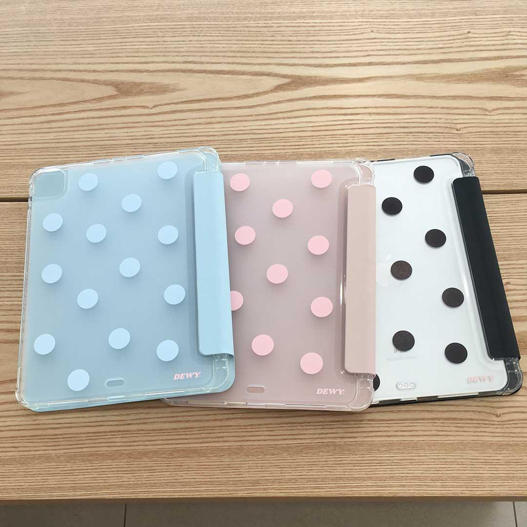 듀이 분리형 3단 아이패드 케이스 도트 polka dot ipad case (3 color) 애플펜슬 수납 투명 하드케이스