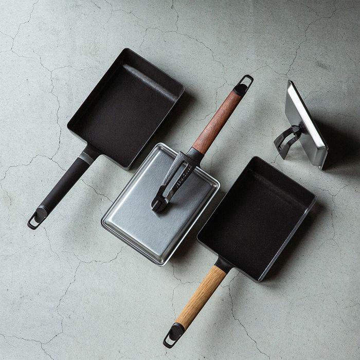 [뚜껑 세트] 에그&토스트팬 사각 주물 인덕션 후라이팬 + 전용 스텐 뚜껑