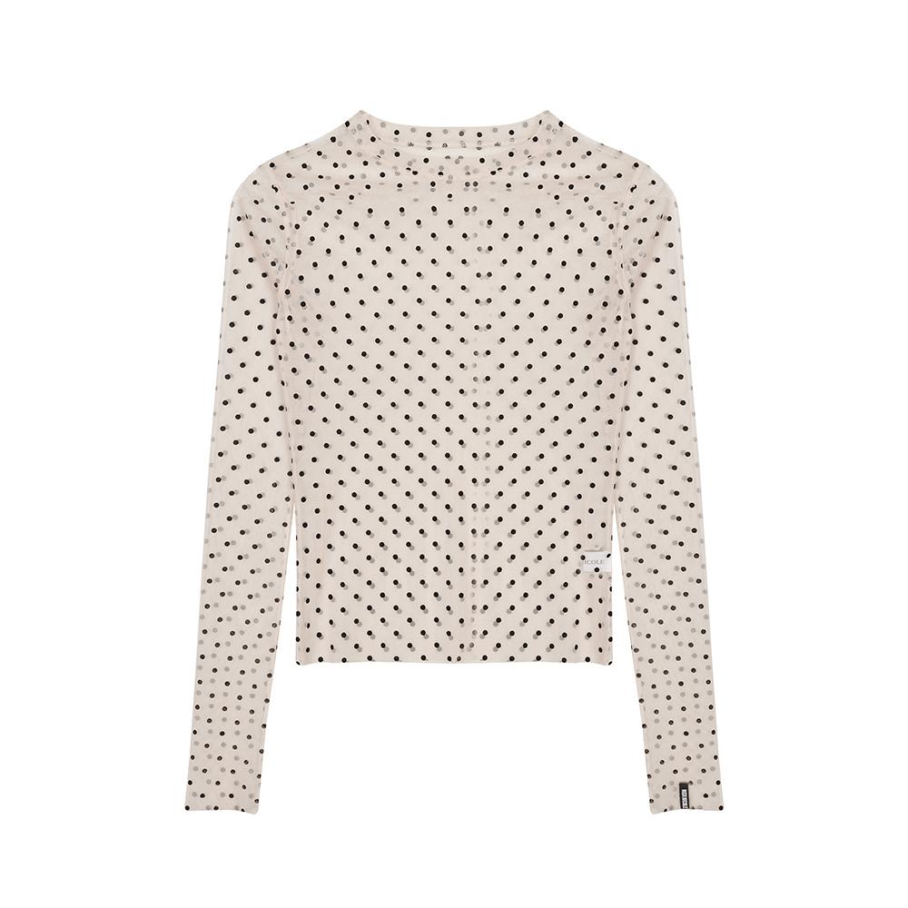 NICOLE LABEL SEE-THROUGH DOTS TOPS_BEIGE