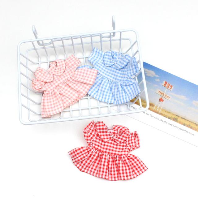 모루인형옷 체크 원피스 그로밋 모남희 솜 인형 옷 꾸미기 소품 10cm 15cm