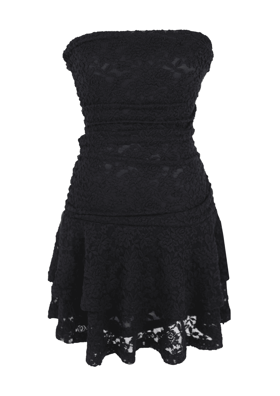 [Sepia] Shirring tube top dress (Black)